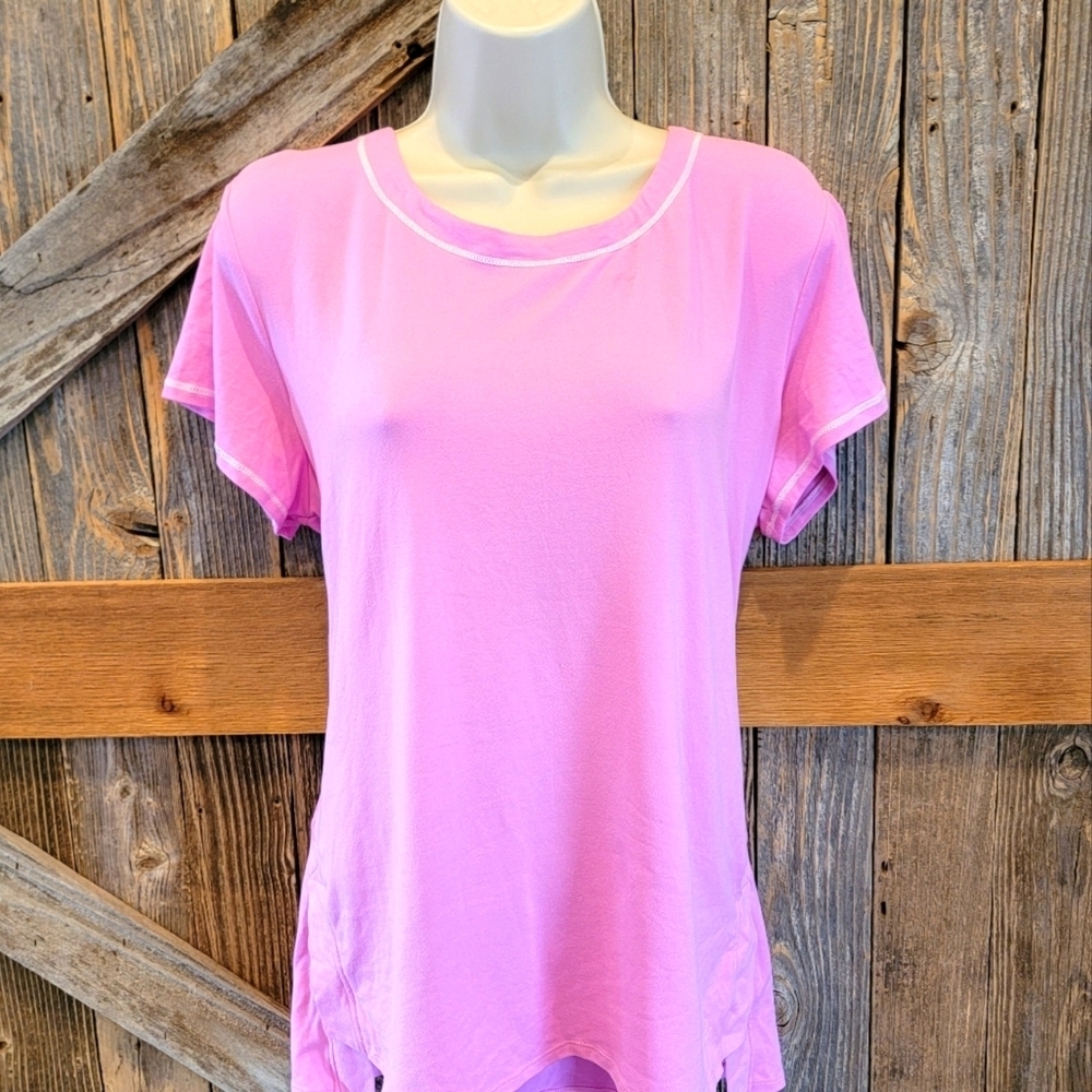 Cuddl Duds Pink Short Sleeve T-Shirt Large Smart Comfort Stretchy